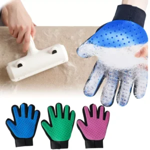 Pet Hair Roller Cat Dog Grooming Glove Bath Brush