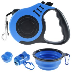 5M Dogs Leash Automatic Retractable Dog Roulette Dog Collar with Foldable Bowl Garbage Bag