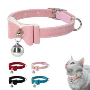 7 Color Pet Dog Cat Collar Safety Adjustable Bow Collar with Bell