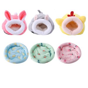 Cute Mini Pet Sleeping House Plush Warm Hamster Bed