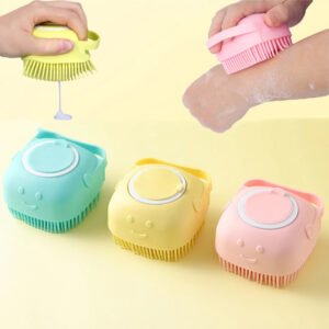 Pet Dog Cat Grooming Bath Massage Brush With Soap And Shampoo