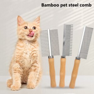 Pets Dematting Flea Comb Solid Wood Hair Removal Grooming Tool