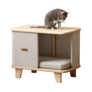 Cat House Furniture Climbing Frame Scratcher Post Closed Type Big Space With Cushion Cat Bed Wooden Pet Accessories